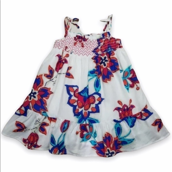 𝅺OLD Navy 12-18 mo. Smocked Tropical Floral Dress - Picture 1 of 1